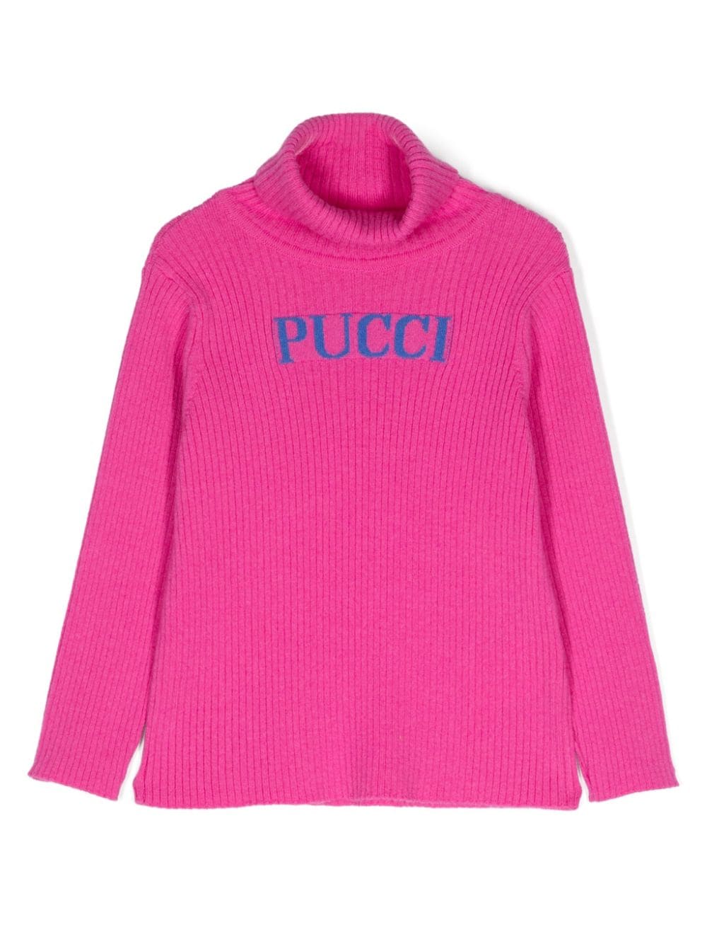 Maglione con logo per bambina PUCCI Junior fucsia con collo alto - Rubino Kids