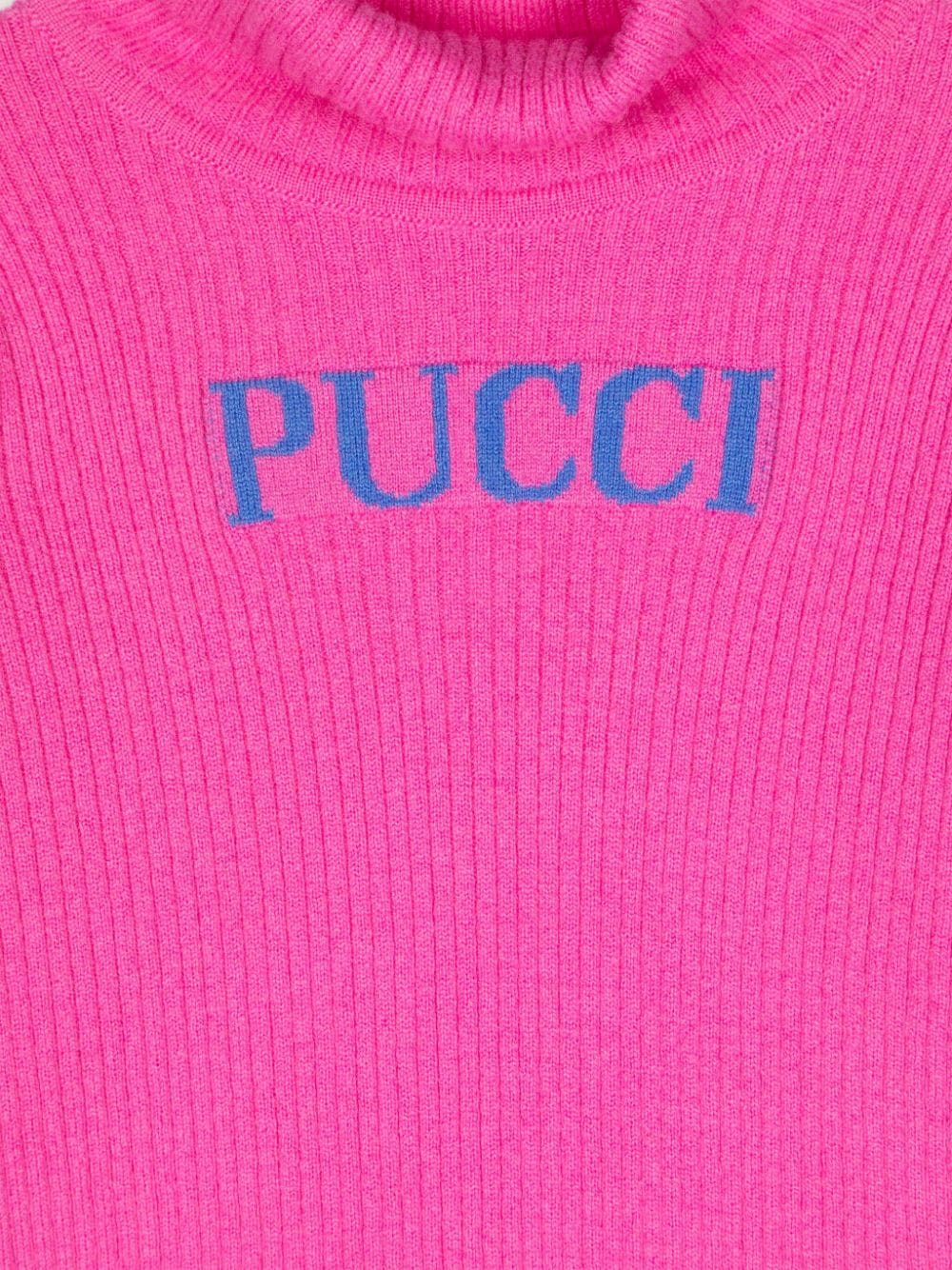 Maglione con logo per bambina PUCCI Junior fucsia con collo alto - Rubino Kids