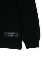 Maglione con logo per bambino Balmain Kids nero con collo alto - Rubino Kids