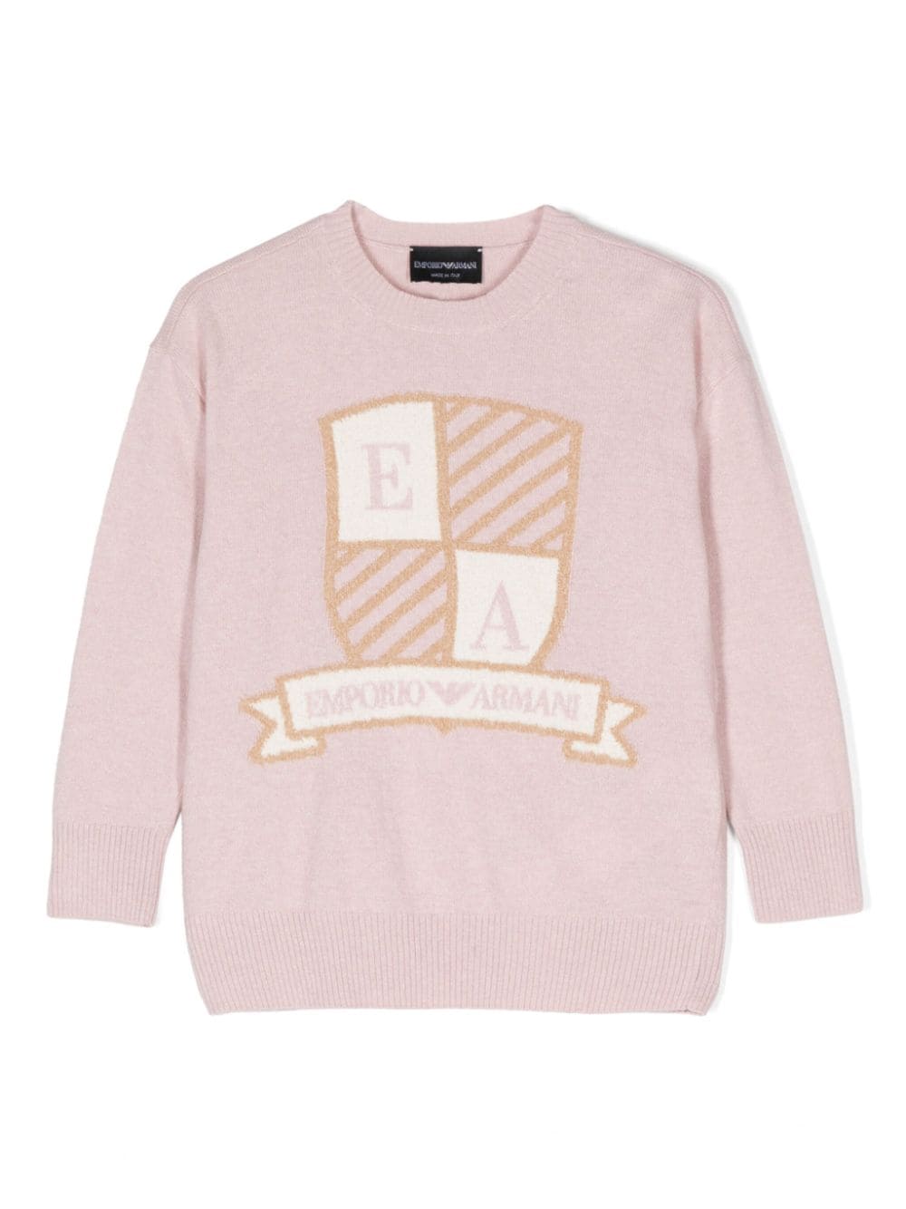 Maglione con logo per bambino Emporio Armani Kids rosa con girocollo - Rubino Kids