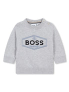 Maglione con logo per neonato BOSS Kidswear grigio con orlo dritto - Rubino Kids