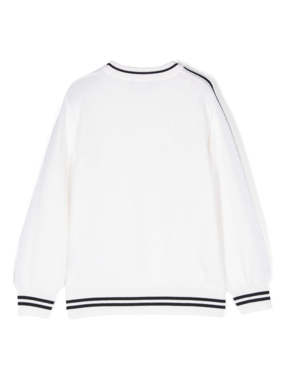 Maglione con logo ricamato per bambino Balmain Kids bianco con bordo a righe - Rubino Kids