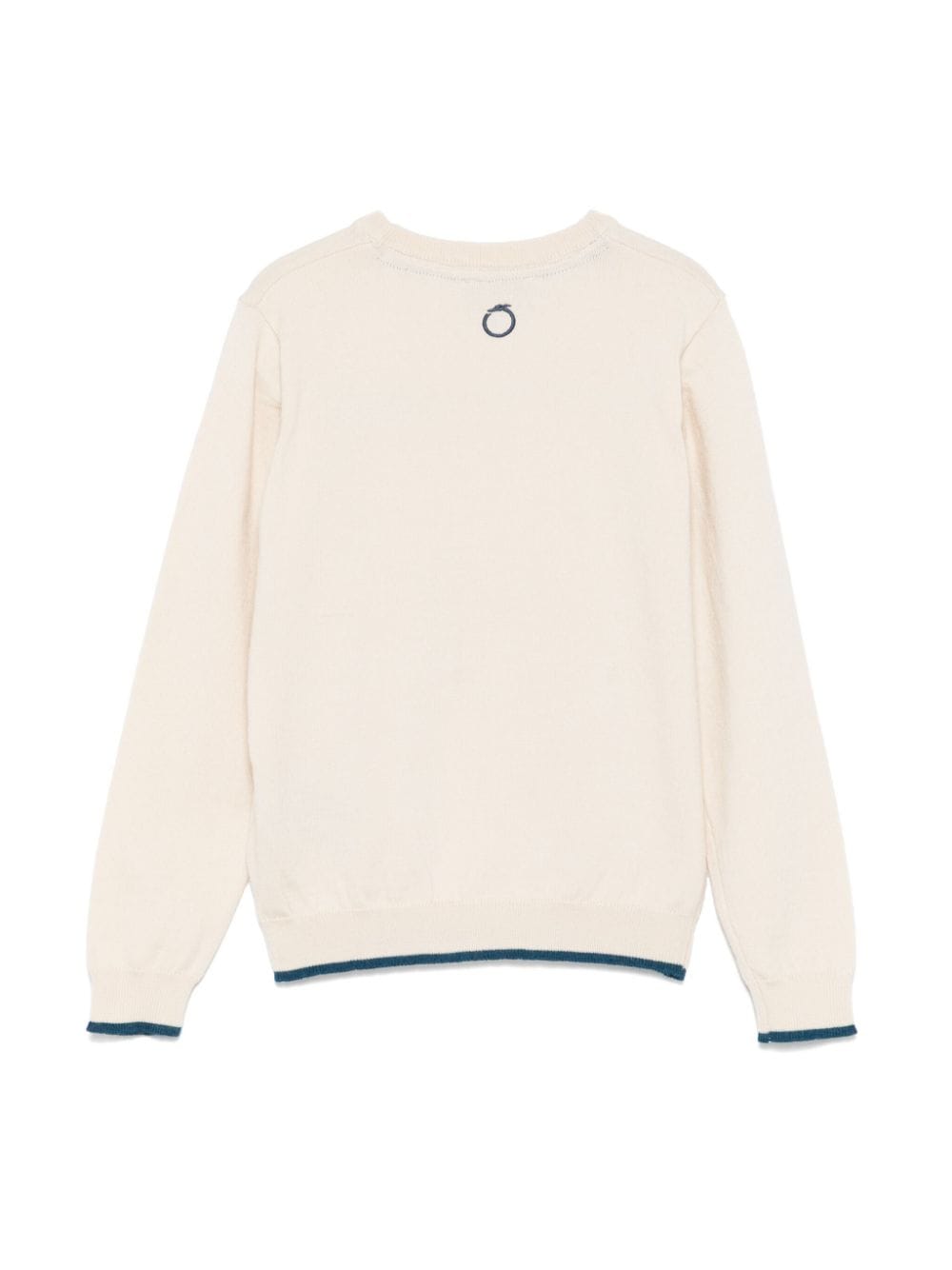 Maglione con logo ricamato per bambino TRUSSARDI JUNIOR beige con bordo a contrasto - Rubino Kids