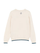 Maglione con logo ricamato per bambino TRUSSARDI JUNIOR beige con bordo a contrasto - Rubino Kids