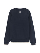 Maglione con logo ricamato per bambino TRUSSARDI JUNIOR blu con bordo a contrasto - Rubino Kids