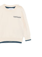 Maglione con logo ricamato per neonato TRUSSARDI JUNIOR beige con bordo a contrasto - Rubino Kids