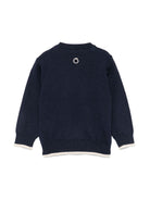 Maglione con logo ricamato per neonato TRUSSARDI JUNIOR blu con scollo rotondo - Rubino Kids