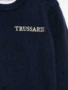 Maglione con logo ricamato per neonato TRUSSARDI JUNIOR blu con scollo rotondo - Rubino Kids