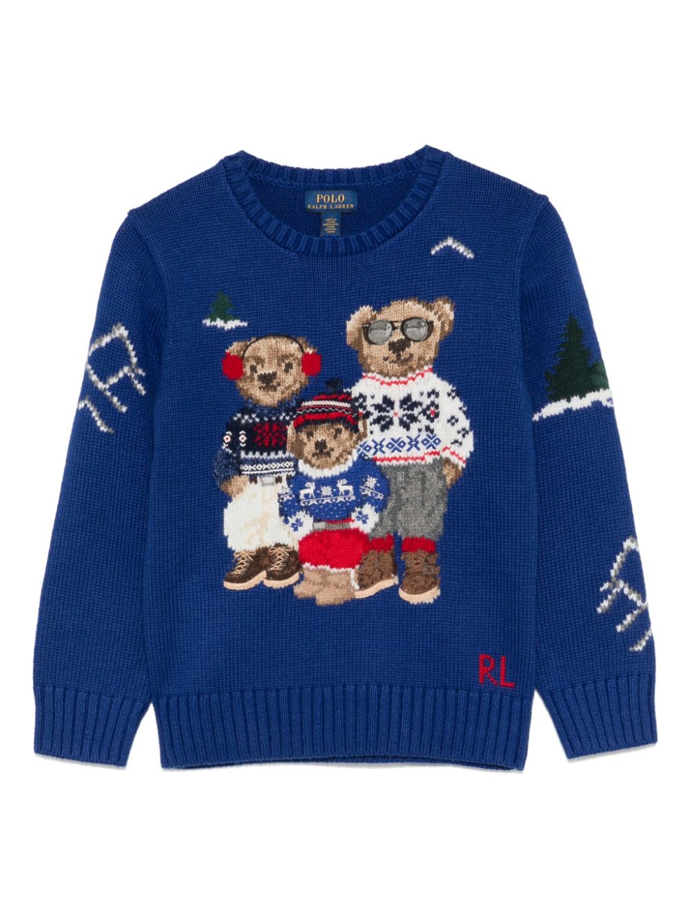 Maglione con motivo Polo Bear per bambino Ralph Lauren Kids blu con scollo rotondo - Rubino Kids