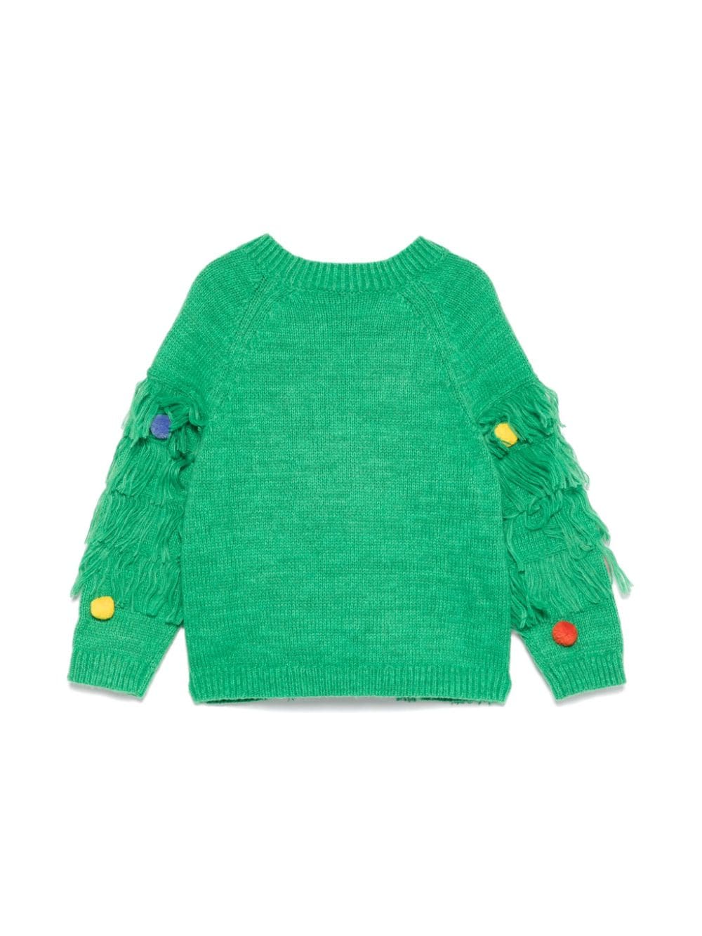 Maglione con pompon per bambina Stella McCartney Kids verde con rifiniture a coste - Rubino Kids