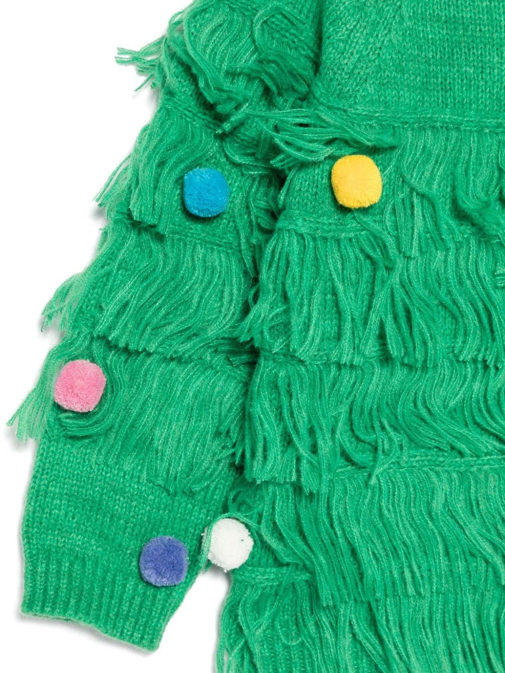 Maglione con pompon per bambina Stella McCartney Kids verde con rifiniture a coste - Rubino Kids