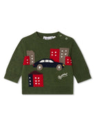 Maglione con ricamo Almire per neonato Bonpoint verde con girocollo - Rubino Kids