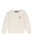 Maglione con ricamo Medusa per neonato Versace Kids bianco con maglia intrecciata - Rubino Kids