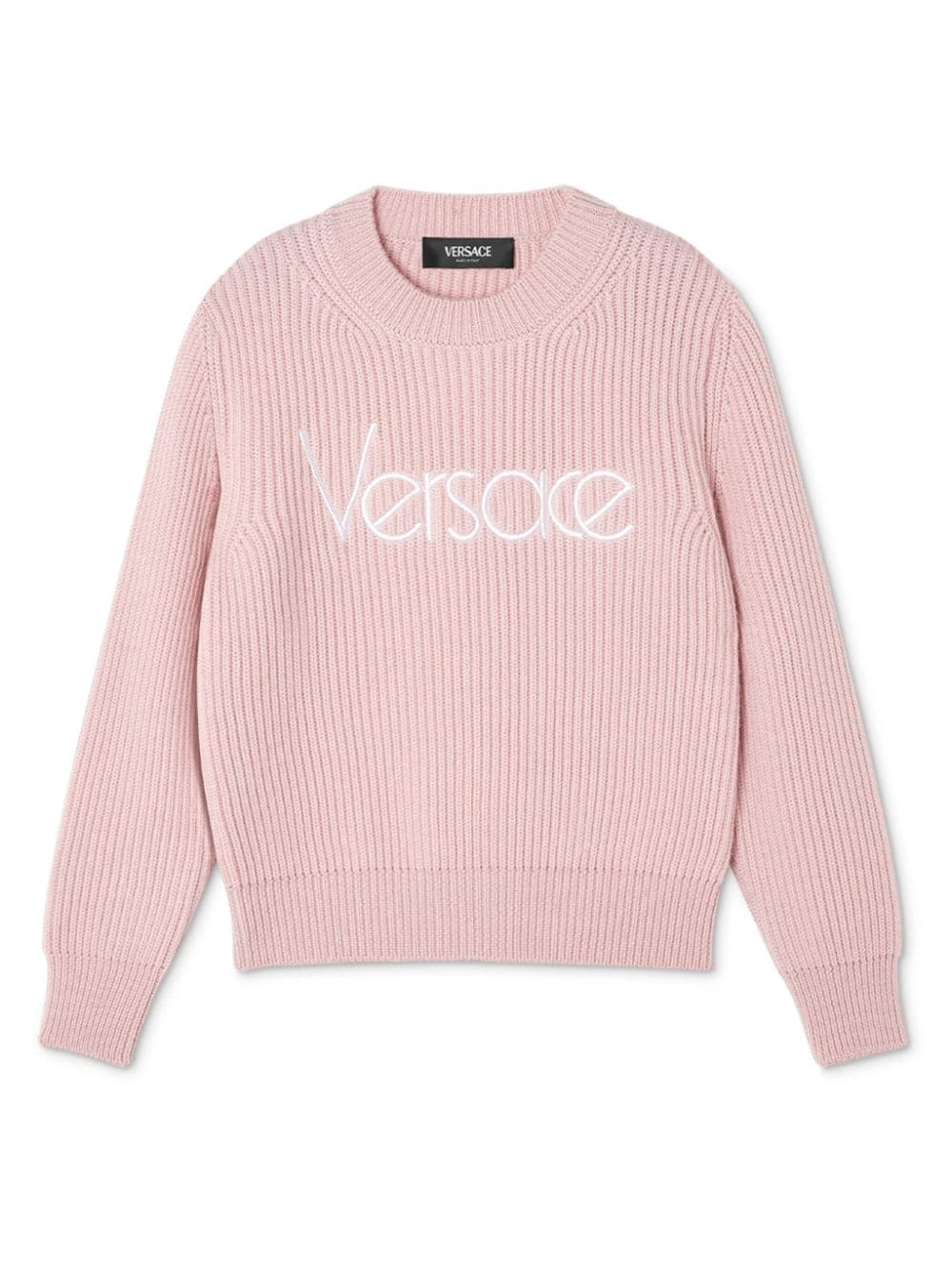 Maglione con ricamo per bambina Versace Kids rosa con orlo dritto - Rubino Kids