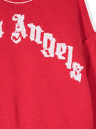 Maglione con ricamo per bambino Palm Angels Kids rosso con girocollo - Rubino Kids