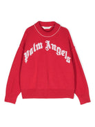 Maglione con ricamo per bambino Palm Angels Kids rosso con girocollo - Rubino Kids