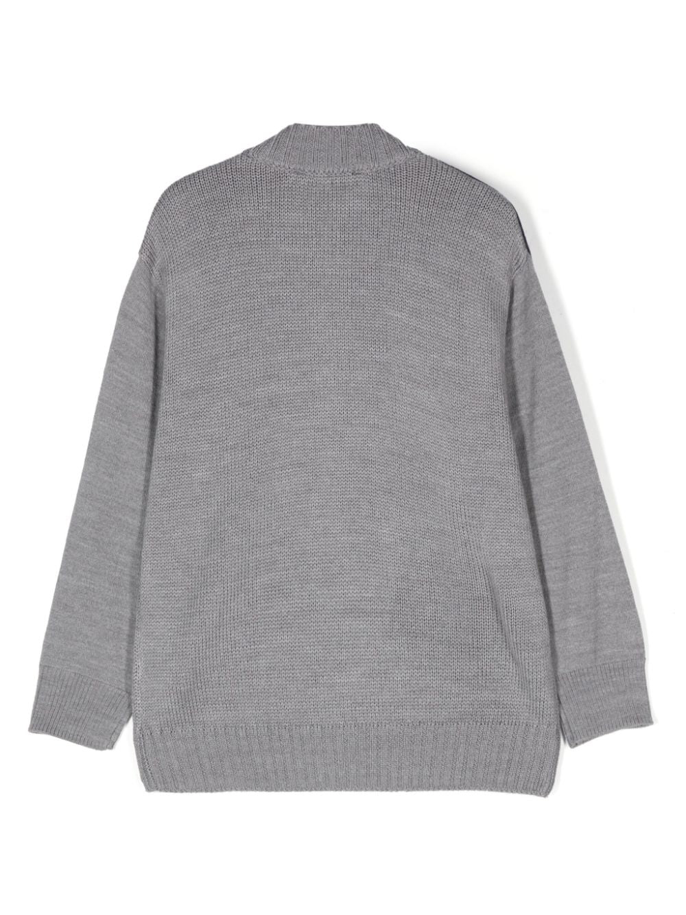 Maglione con zip e logo intarsiato per bambino Emporio Armani Kids grigio con polsini e orlo a coste - Rubino Kids