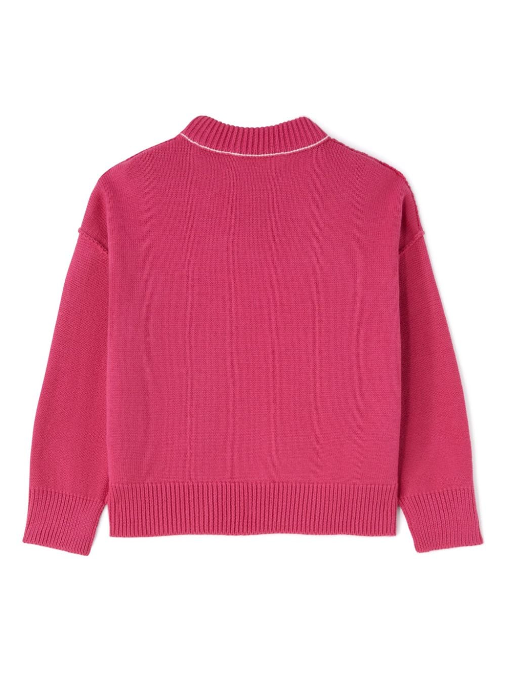 Maglione Curved Logo per bambina Palm Angels Kids rosa con girocollo - Rubino Kids