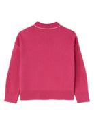 Maglione Curved Logo per bambina Palm Angels Kids rosa con girocollo - Rubino Kids