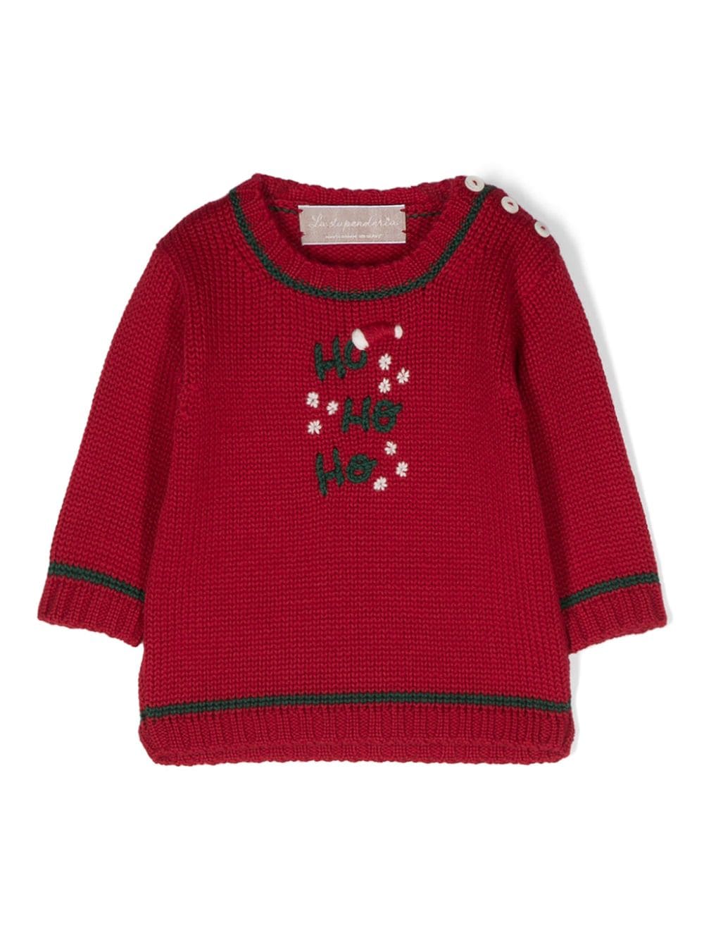 Maglione in cashwool ricamato Ho Ho Ho - Rubino Kids