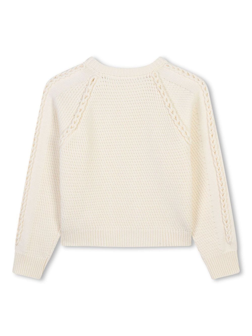 Maglione intrecciato per bambina Chloé Kids bianco con scollo rotondo - Rubino Kids