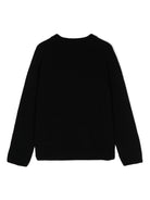 Maglione lavorato a maglia con logo jacquard per bambina Balmain Kids nero con girocollo - Rubino Kids