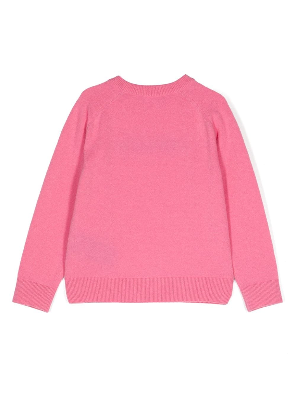 Maglione lavorato a maglia con logo jacquard per bambina Balmain Kids rosa con girocollo - Rubino Kids