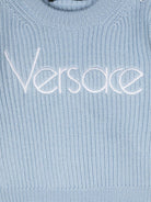 Maglione lavorato a maglia con logo ricamato per neonato Versace Kids azzurro con maniche lunghe - Rubino Kids