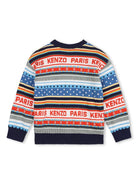 Maglione multicolor per bambino con logo jacquard Kenzo Kids - Rubino Kids