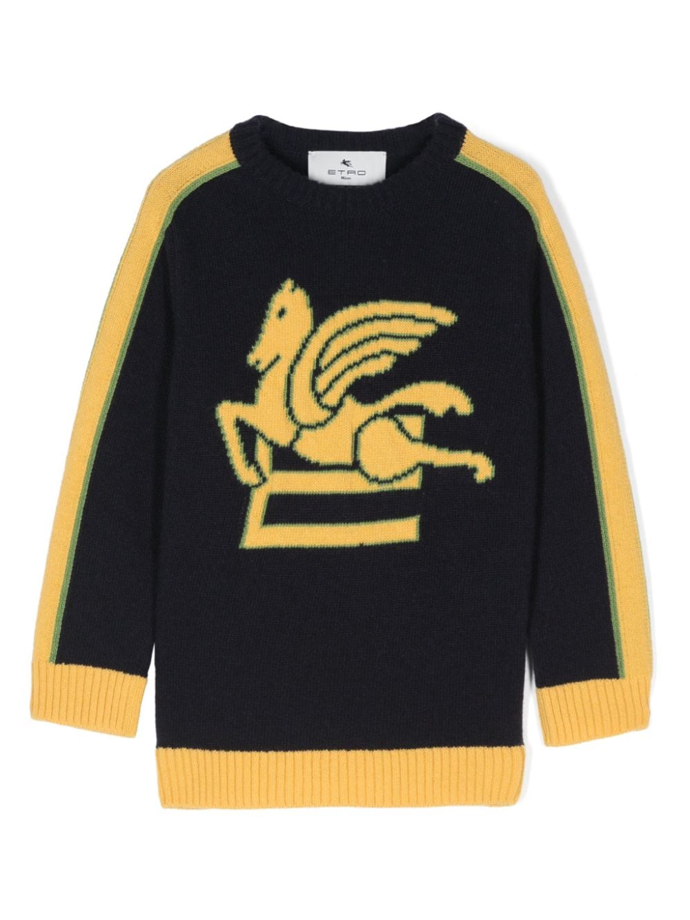 Maglione Pegaso per bambino ETRO KIDS blu con dettaglio a righe - Rubino Kids