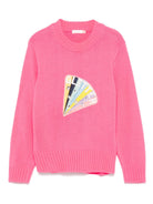 Maglione per bambina Billieblush fucsia con applicazione sul davanti - Rubino Kids