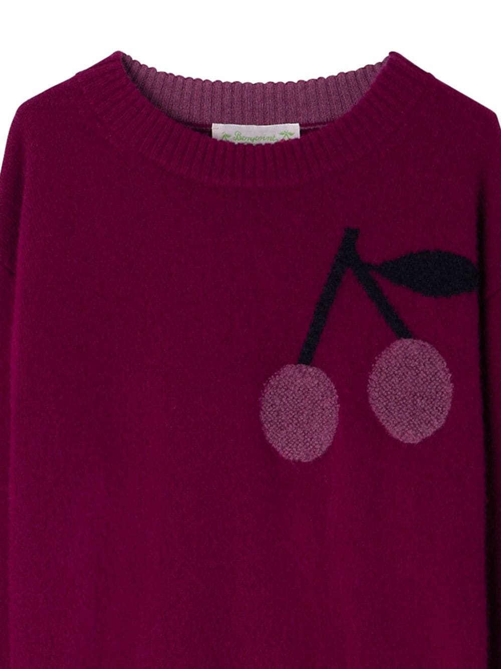 Maglione per bambina Bonpoint Anumati viola con dettaglio ciliegia - Rubino Kids