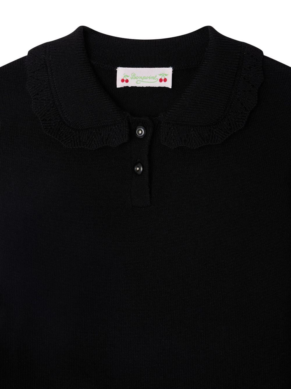 Maglione per bambina Bonpoint nero con colletto con ruches - Rubino Kids