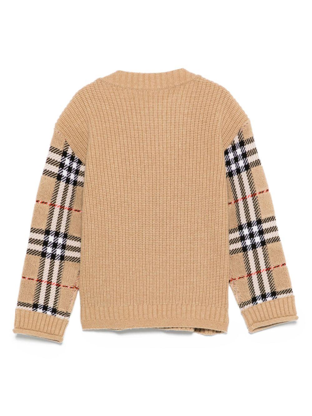 Maglione per bambina Burberry Kids beige con motivo a quadri - Rubino Kids