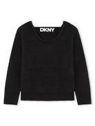 Maglione per bambina Dkny Kids nero con banda logo sul retro - Rubino Kids