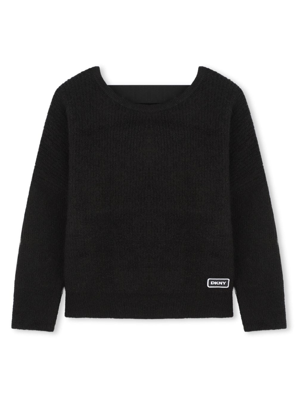 Maglione per bambina Dkny Kids nero con banda logo sul retro - Rubino Kids