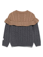 Maglione per bambina Douuod Kids marrone e grigio a trecce - Rubino Kids