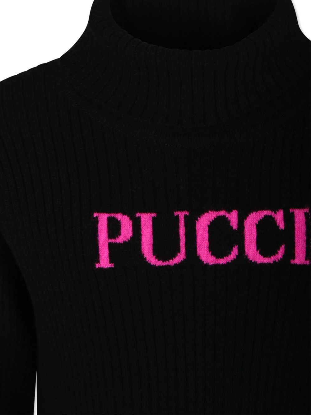 Maglione per bambina Emilio Pucci Junior nero con logo - Rubino Kids