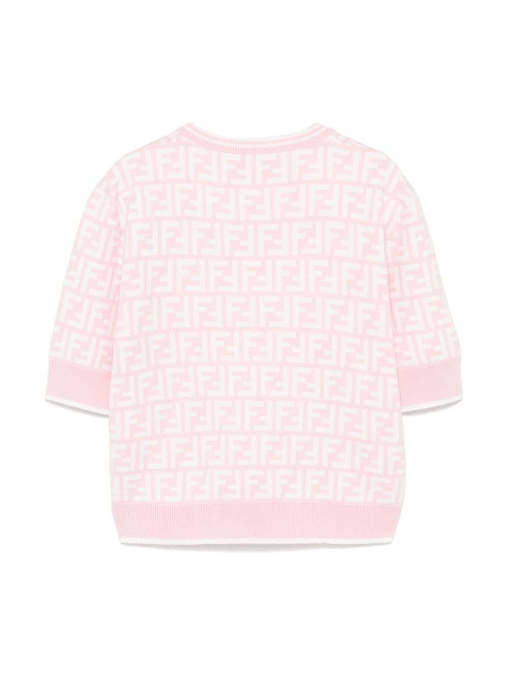 Maglione per bambina Fendi Kids rosa con monogramma FF - Rubino Kids