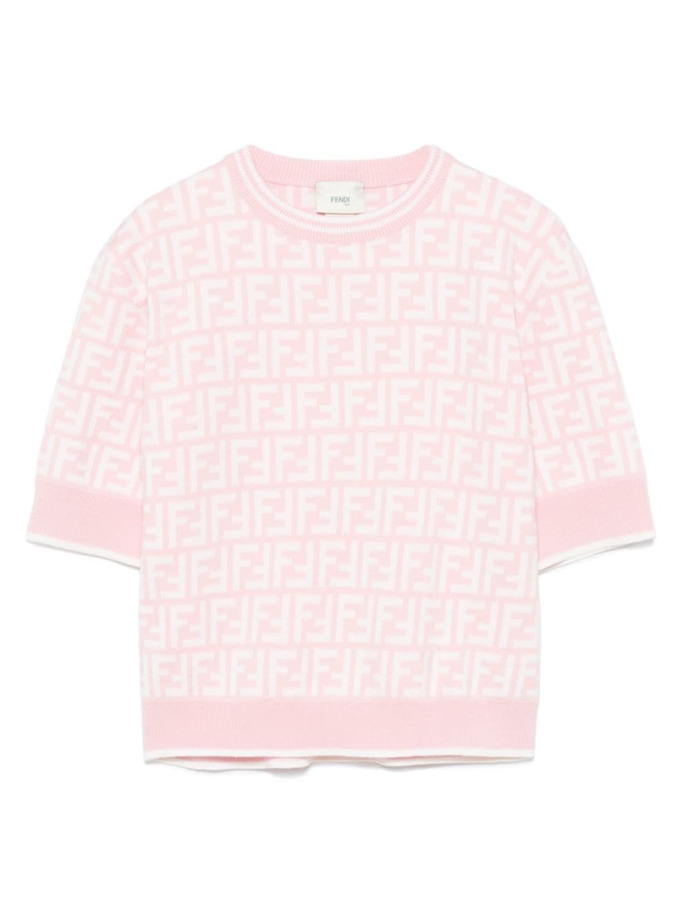 Maglione per bambina Fendi Kids rosa con monogramma FF - Rubino Kids