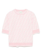 Maglione per bambina Fendi Kids rosa con monogramma FF - Rubino Kids