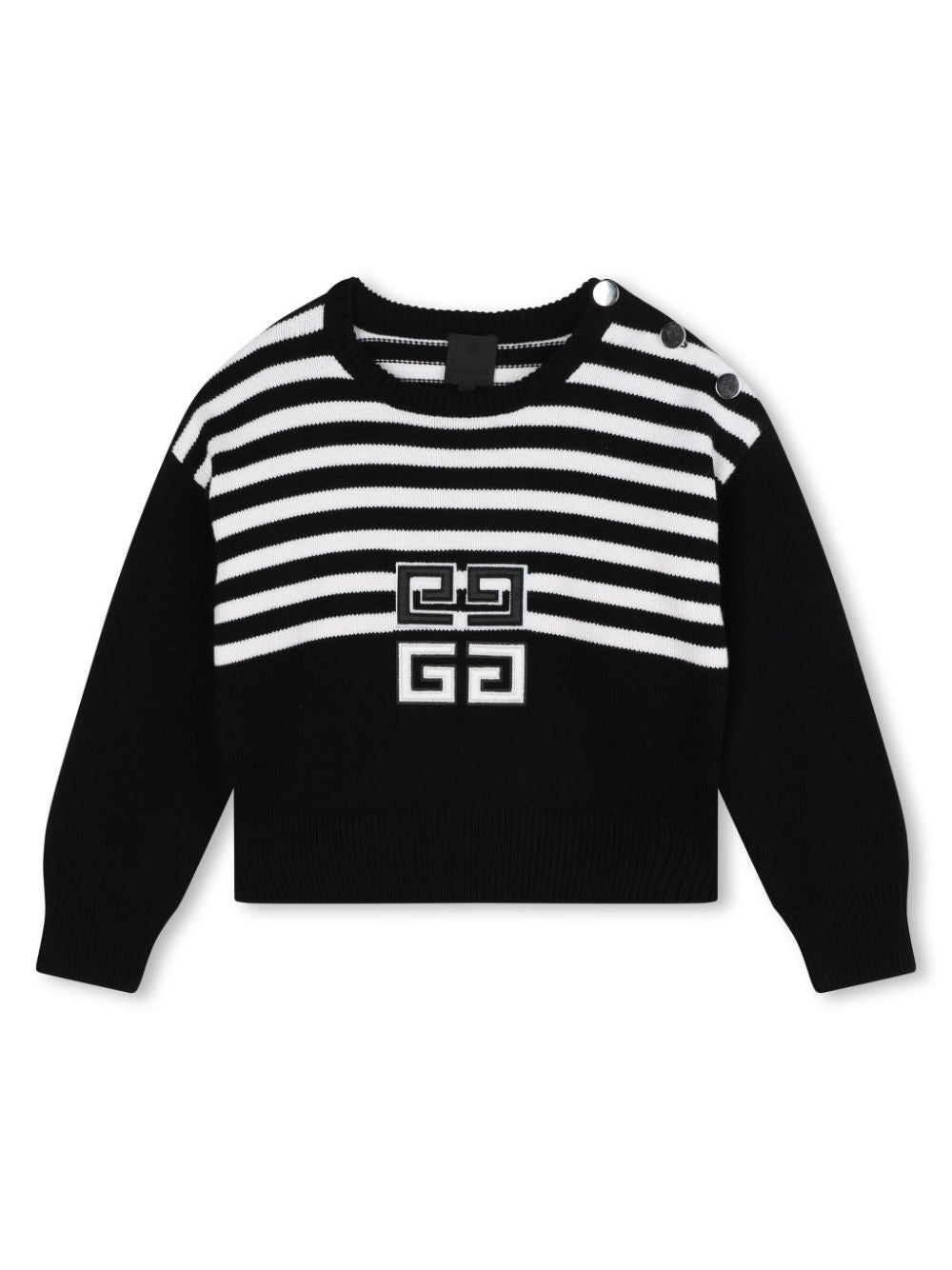 Maglione per bambina Givenchy Kids nero a righe bianche con motivo 4G - Rubino Kids