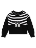 Maglione per bambina Givenchy Kids nero a righe bianche con motivo 4G - Rubino Kids