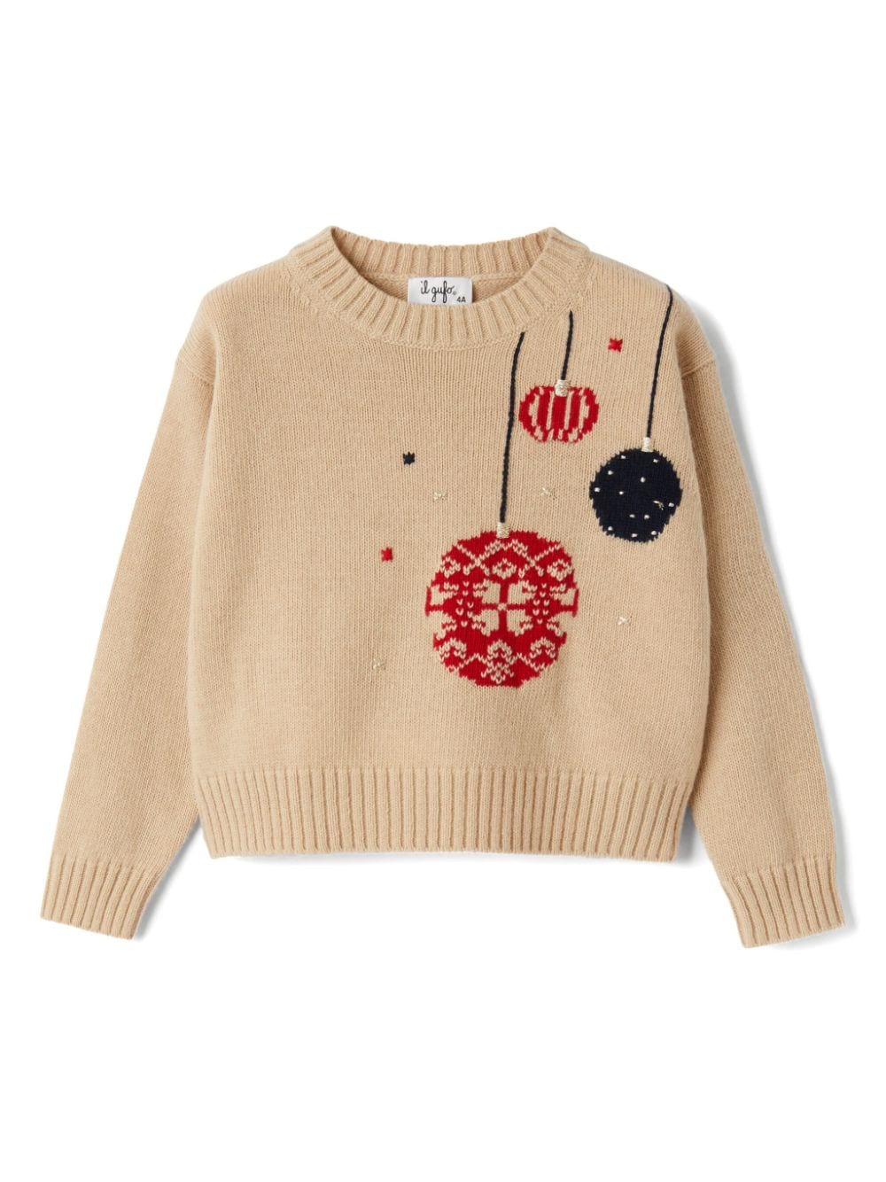 Maglione per bambina Il Gufo beige con motivo a intarsi - Rubino Kids