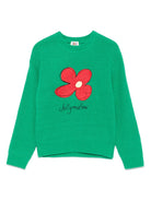 Maglione per bambina JELLYMALLOW Flower verde con ricamo fiore - Rubino Kids