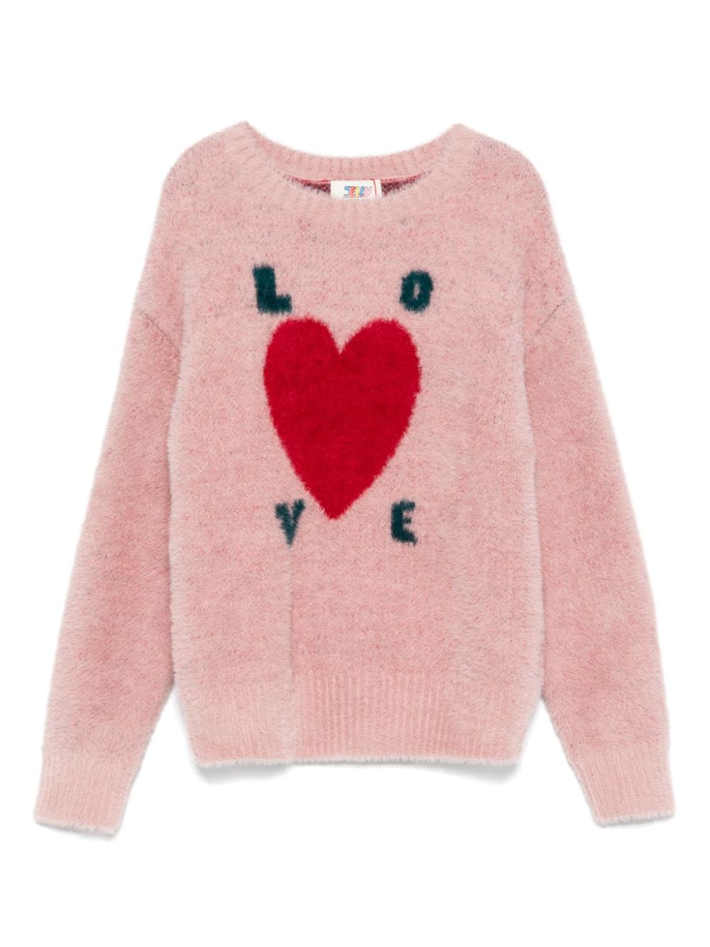 Maglione per bambina JELLYMALLOW rosa con motivo Love e cuore sul davanti - Rubino Kids