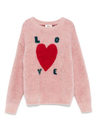 Maglione per bambina JELLYMALLOW rosa con motivo Love e cuore sul davanti - Rubino Kids