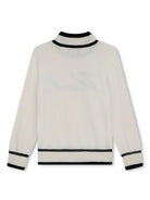 Maglione per bambina Karl Lagerfeld Kids bianco a collo alto con ricamo - Rubino Kids