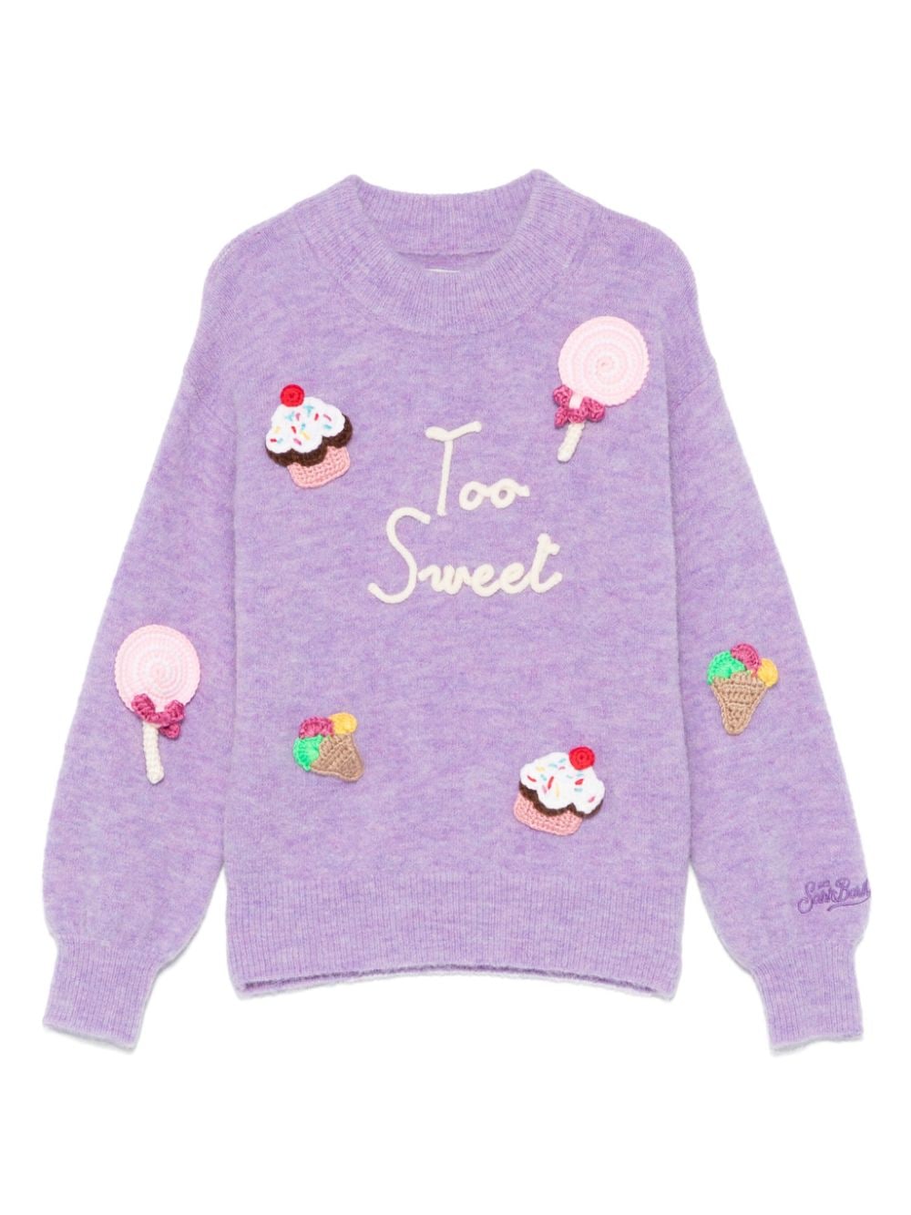 Maglione per bambina MC2 SAINT BARTH Kids lilla con applicazioni sul davanti - Rubino Kids