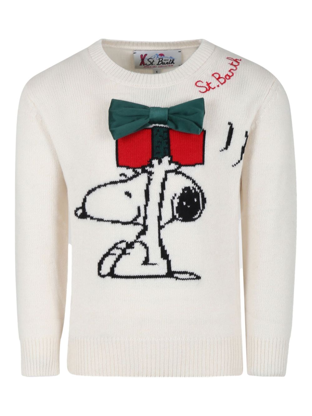 Maglione per bambina MC2 Saint Barth Kids x Snoopy Peanuts bianco con dettaglio fiocco - Rubino Kids